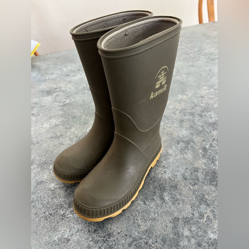 Kamik Kids Original Green Rain Snow Boots Size 12